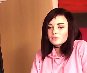 Inked teen submissive jerks cock